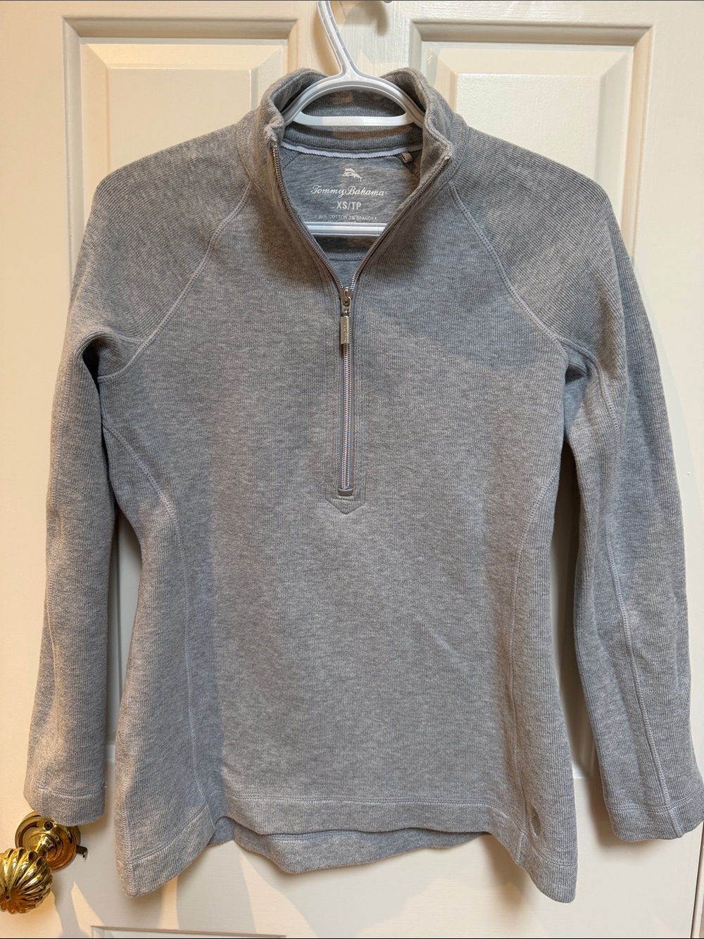 Tommy Bahama sz XS Ribbed Half 1/2 Zip Pullover - 98% cotton - A+ Quality gray